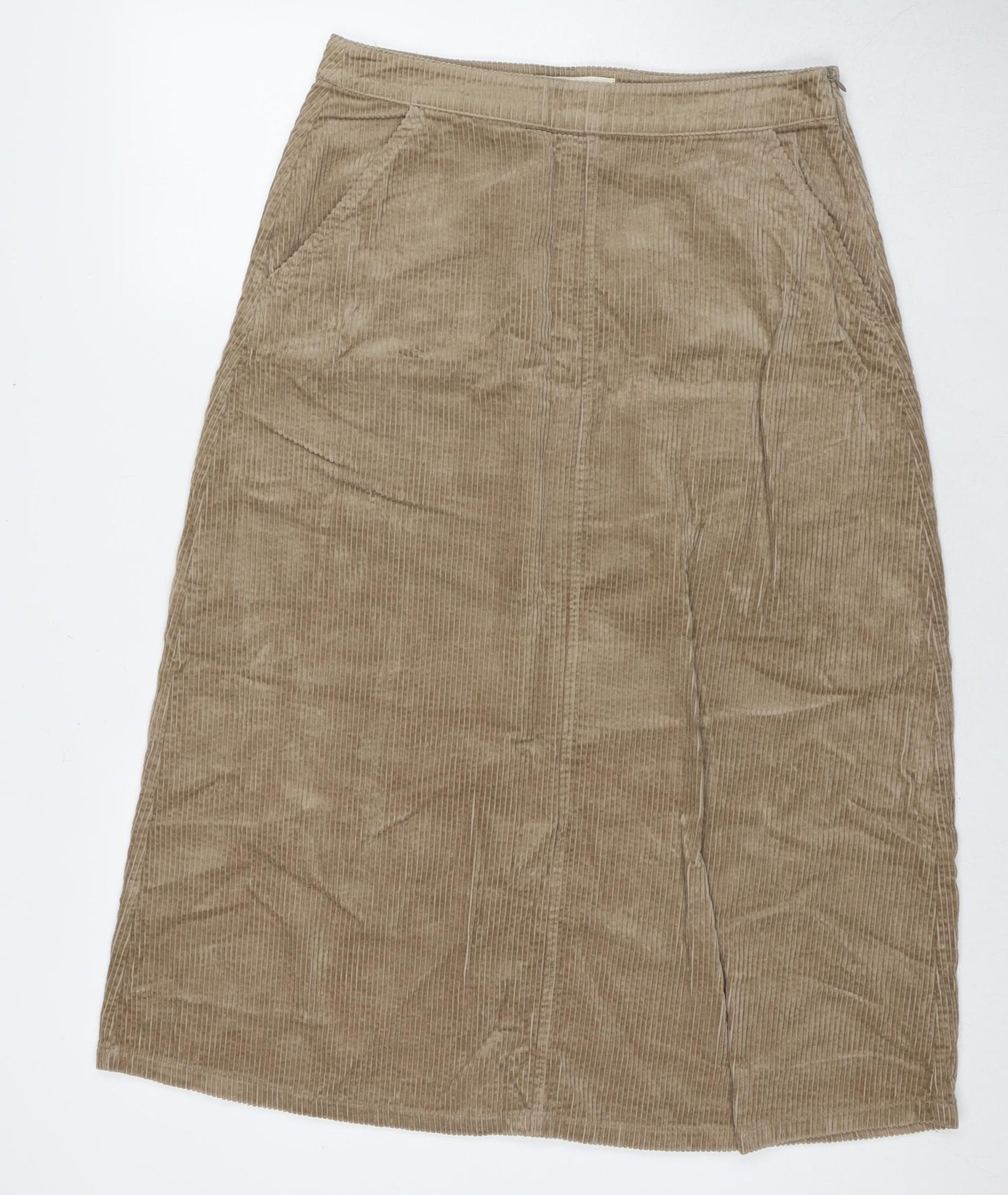 Seasalt Womens Brown Cotton A-Line Skirt Size 12 Zip