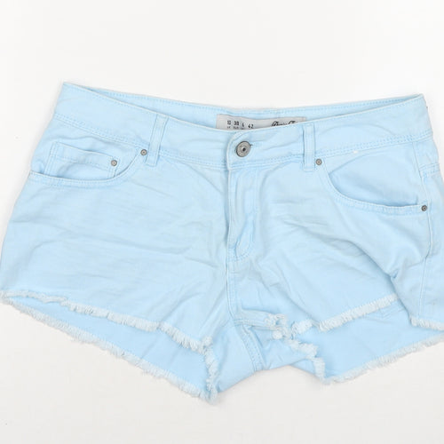 Denim & Co. Womens Blue Cotton Hot Pants Shorts Size 10 L3 in Regular Pull On