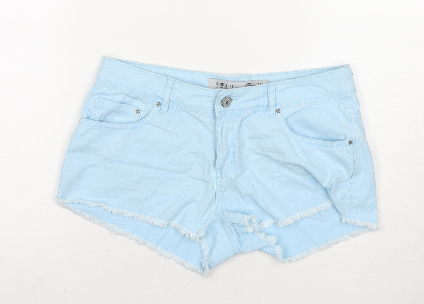 Denim & Co. Womens Blue Cotton Hot Pants Shorts Size 10 L3 in Regular Pull On