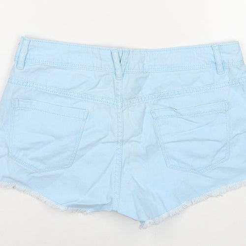 Denim & Co. Womens Blue Cotton Hot Pants Shorts Size 10 L3 in Regular Pull On