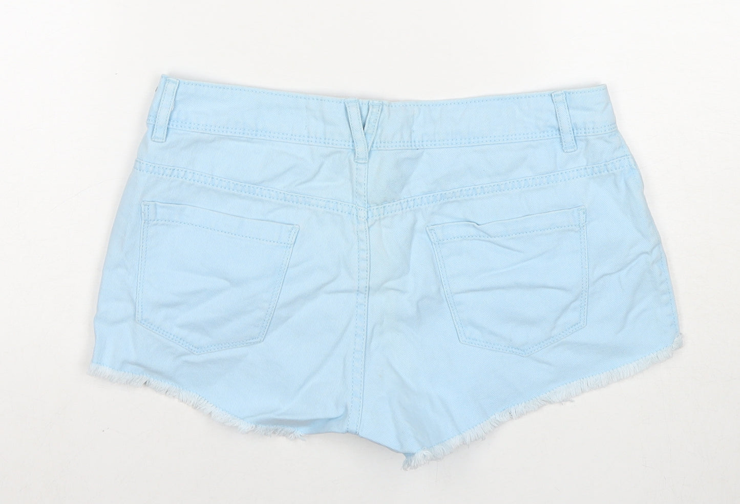 Denim & Co. Womens Blue Cotton Hot Pants Shorts Size 10 L3 in Regular Pull On