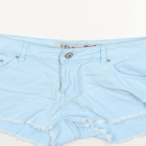 Denim & Co. Womens Blue Cotton Hot Pants Shorts Size 10 L3 in Regular Pull On