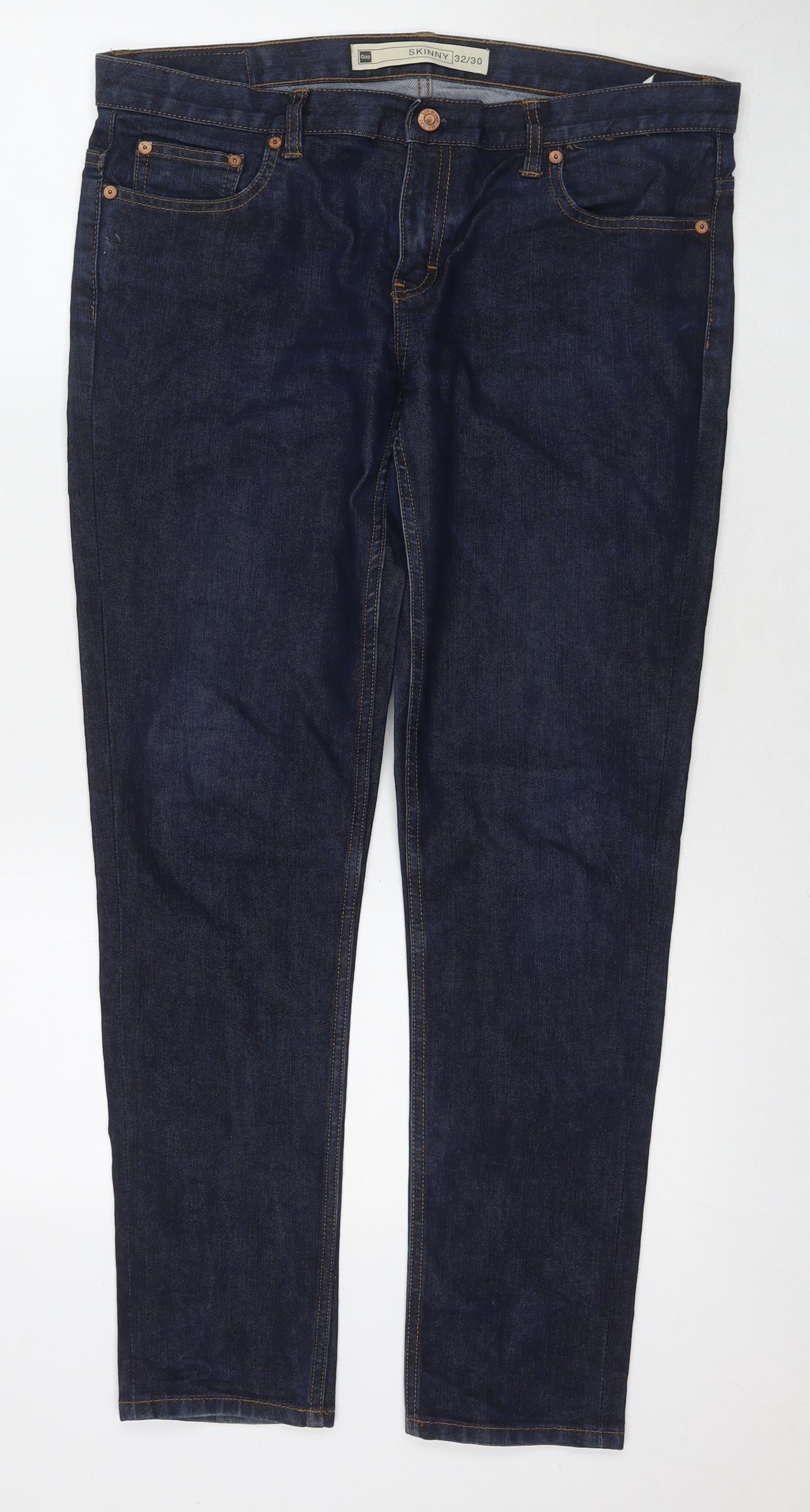 Gap Mens Blue Cotton Skinny Jeans Size 32 in L30 in Regular Zip