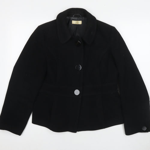 Marks and Spencer Womens Black Pea Coat Coat Size 14 Button