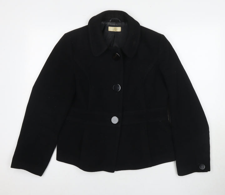 Marks and Spencer Womens Black Pea Coat Coat Size 14 Button