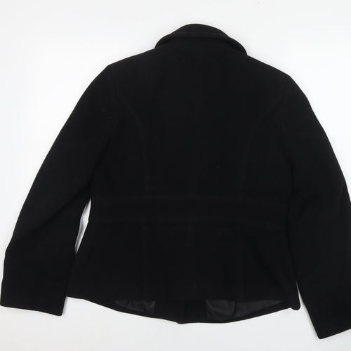 Marks and Spencer Womens Black Pea Coat Coat Size 14 Button