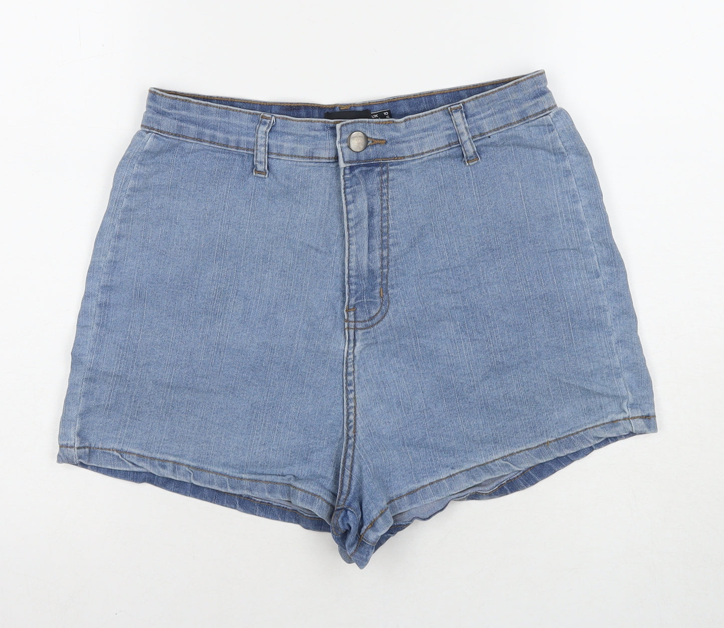 PRETTYLITTLETHING Womens Blue Cotton Hot Pants Shorts Size 10 L3 in Regular Zip