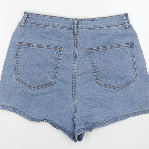 PRETTYLITTLETHING Womens Blue Cotton Hot Pants Shorts Size 10 L3 in Regular Zip