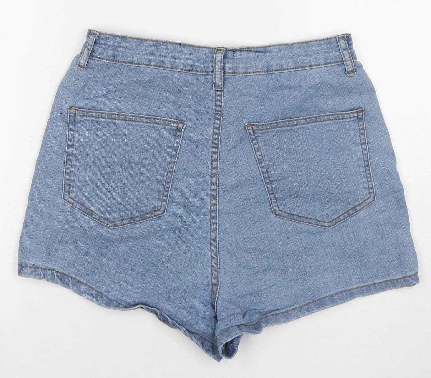 PRETTYLITTLETHING Womens Blue Cotton Hot Pants Shorts Size 10 L3 in Regular Zip