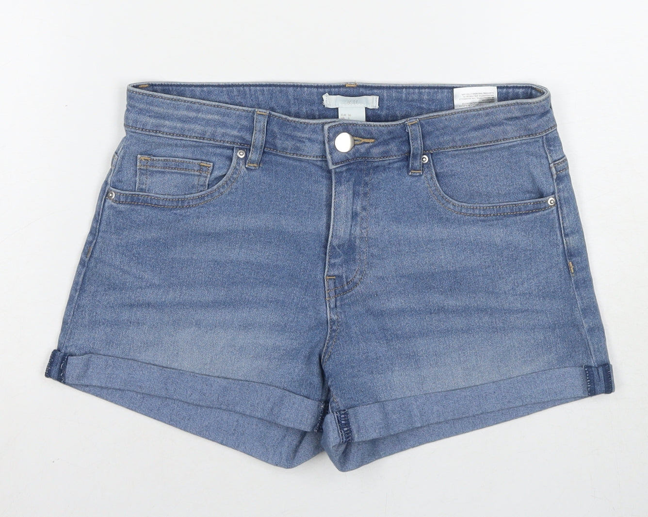 H&M Womens Blue Cotton Hot Pants Shorts Size 8 L3 in Regular Zip