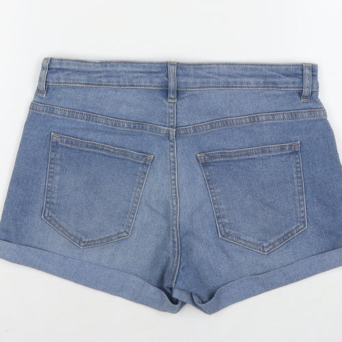 H&M Womens Blue Cotton Hot Pants Shorts Size 8 L3 in Regular Zip