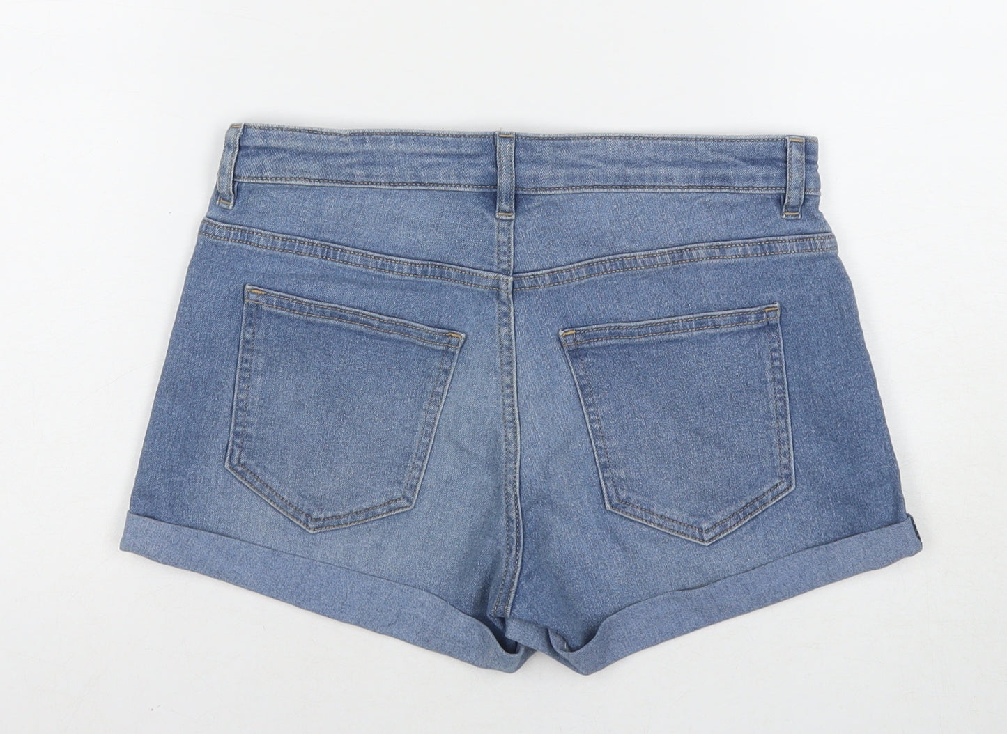 H&M Womens Blue Cotton Hot Pants Shorts Size 8 L3 in Regular Zip