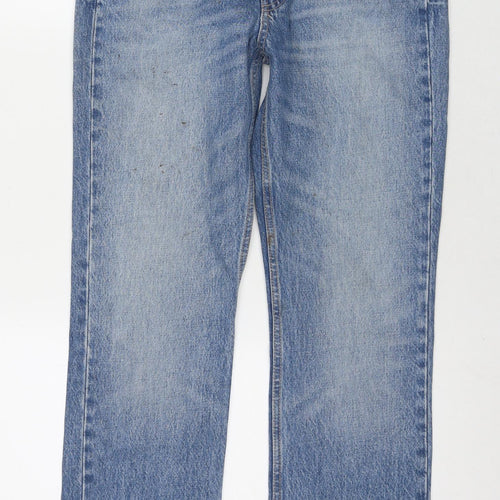 Zara Womens Blue Cotton Straight Jeans Size 8 L30 in Regular Zip