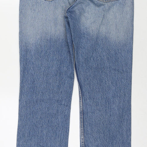 Zara Womens Blue Cotton Straight Jeans Size 8 L30 in Regular Zip