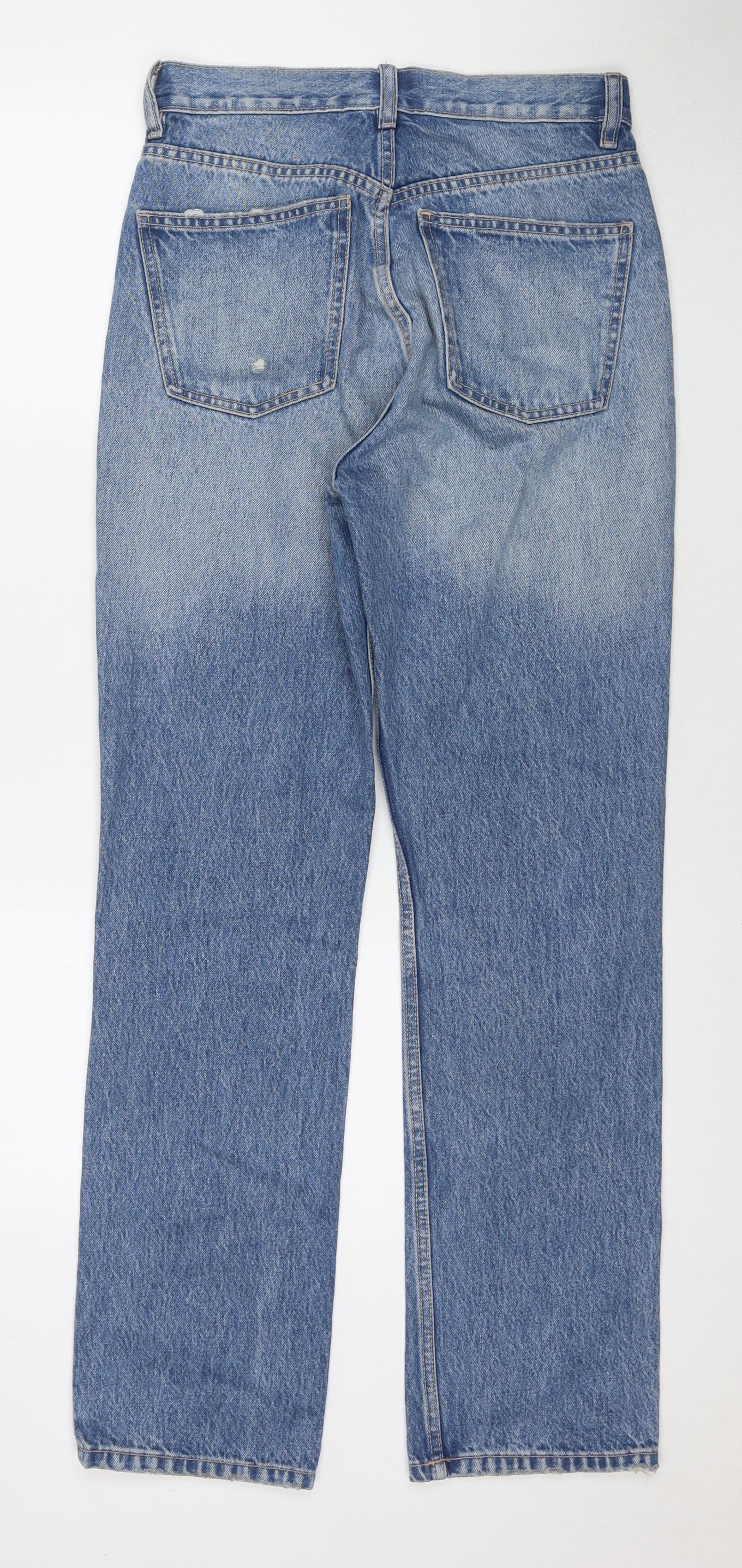 Zara Womens Blue Cotton Straight Jeans Size 8 L30 in Regular Zip