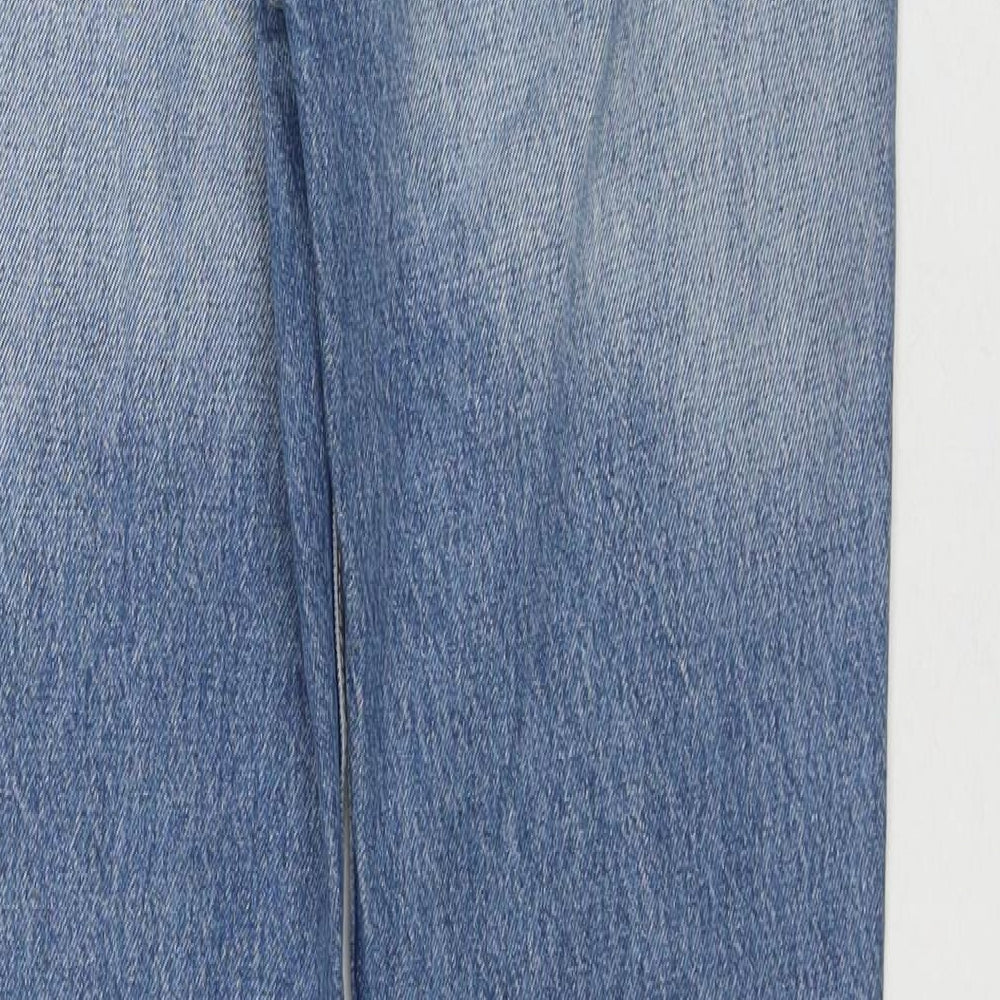 Zara Womens Blue Cotton Straight Jeans Size 8 L30 in Regular Zip