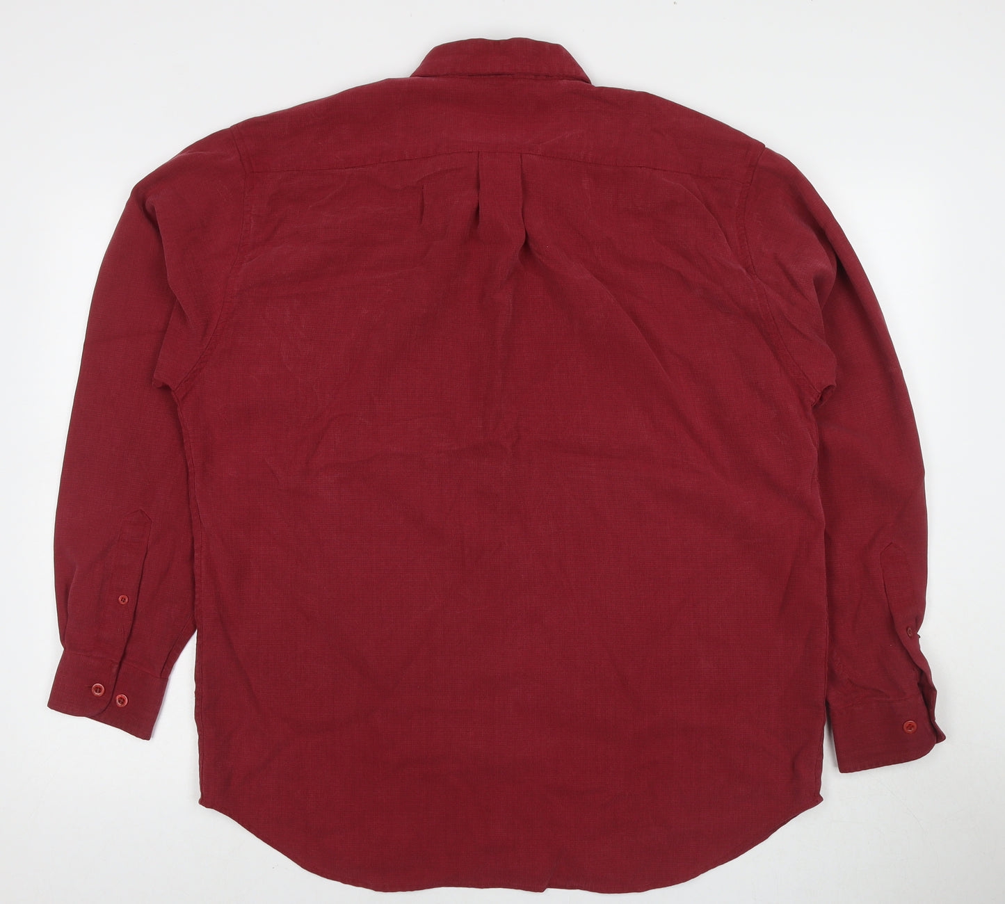 Zacheus Mens Red Polyamide Button-Up Size L Collared Button