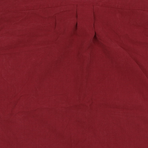 Zacheus Mens Red Polyamide Button-Up Size L Collared Button