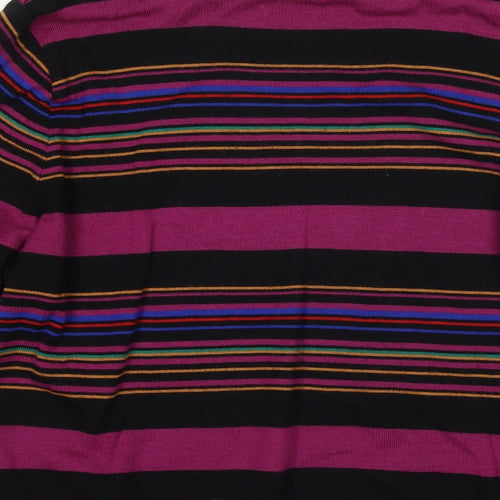 LUCIA Womens Purple V-Neck Striped Polyester Pullover Jumper Size 14