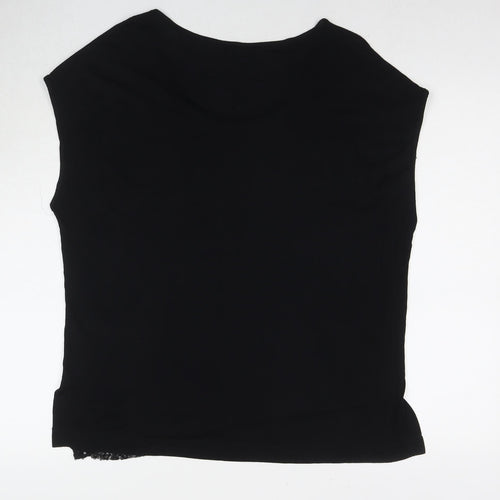 Dorothy Perkins Womens Black Nylon Basic Tank Size 14 Round Neck - Sequin Detail