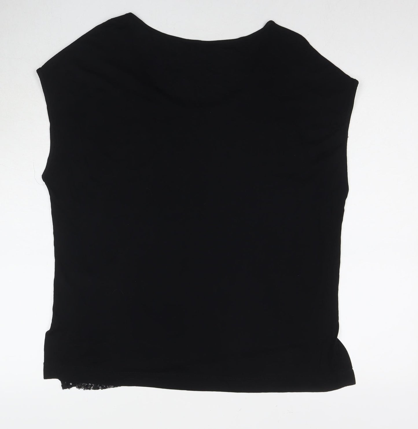 Dorothy Perkins Womens Black Nylon Basic Tank Size 14 Round Neck - Sequin Detail