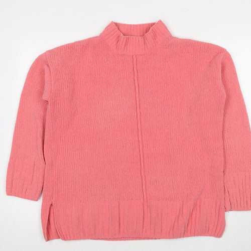 Marks and Spencer Womens Pink Round Neck Polyester Pullover Jumper Size M