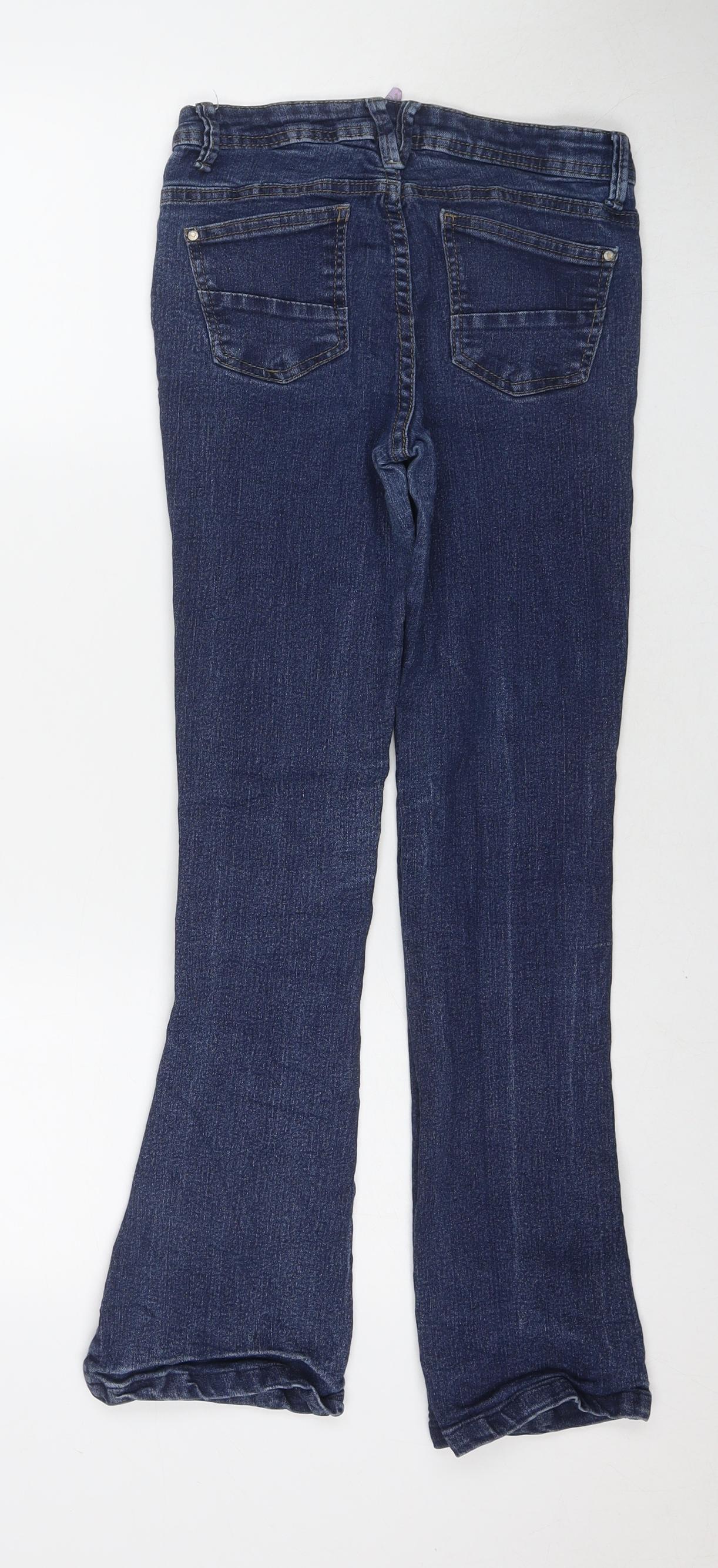 Denim & Co. Womens Blue Cotton Bootcut Jeans Size 10 L27 in Regular Zip