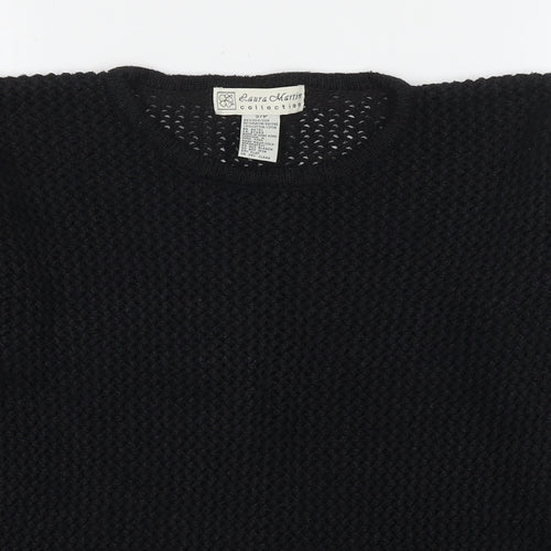 Laura Martin Womens Black Round Neck Silk Pullover Jumper Size S