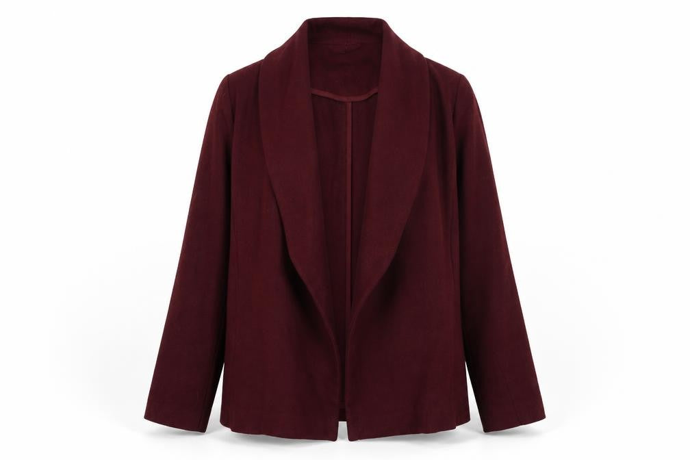 Front view of New Look women’s red kimono blazer, size UK 10