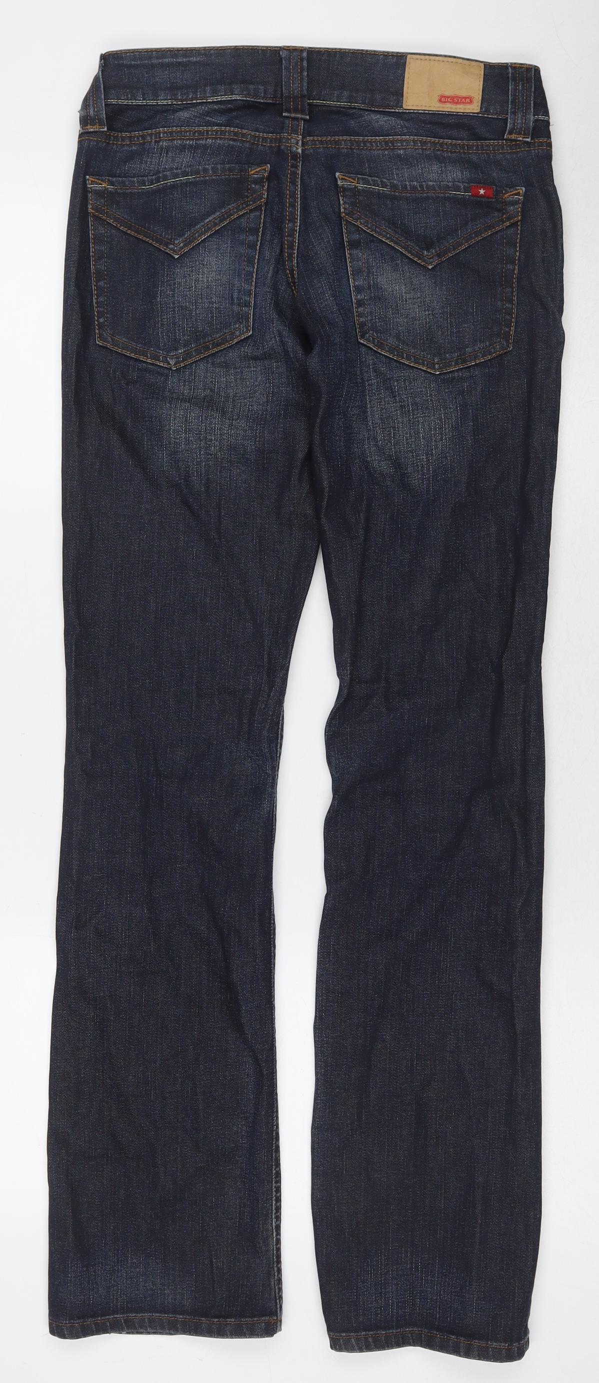 IRIS Womens Blue Cotton Straight Jeans Size 28 L32 in Regular Zip