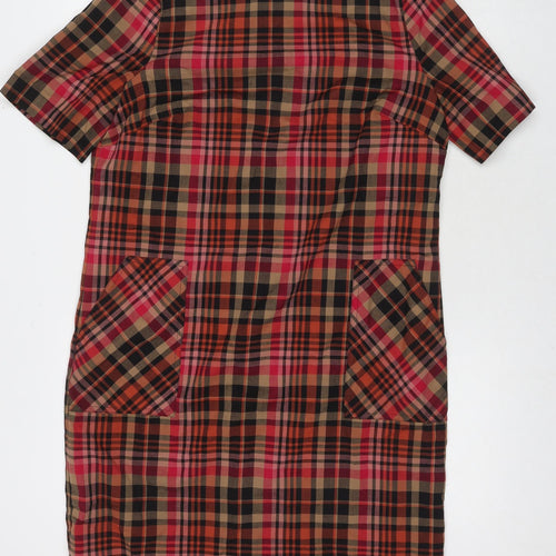 NEXT Womens Multicoloured Check Viscose A-Line Size 14 Round Neck Zip