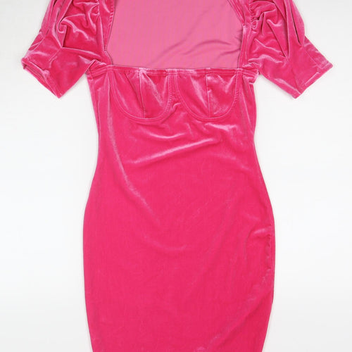 Love & Other Things Womens Pink Polyester A-Line Size M Square Neck Pullover