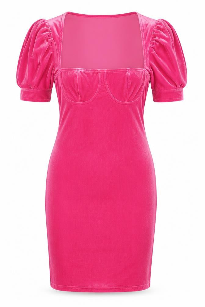 Front view of Love & Other Things women’s pink polyester a-line, size M, square neck pullover