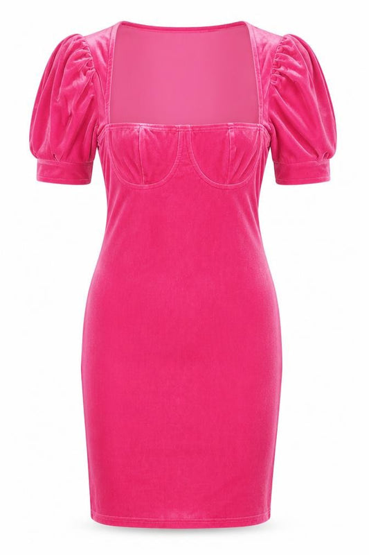 Front view of Love & Other Things women’s pink polyester a-line, size M, square neck pullover