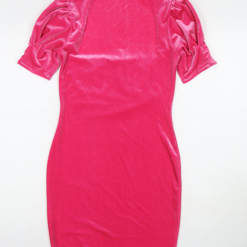 Love & Other Things Womens Pink Polyester A-Line Size M Square Neck Pullover