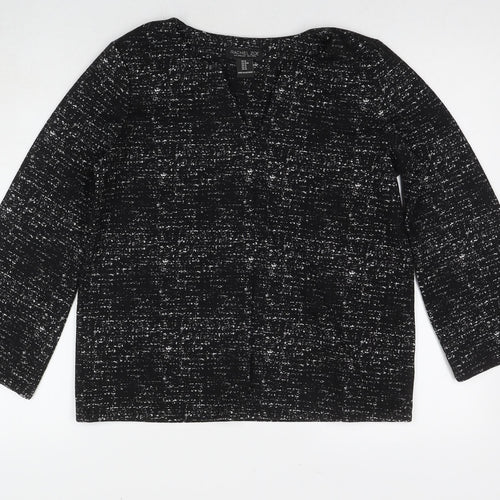 Rachel Zoe Womens Black Cotton Basic Blouse Size M Round Neck