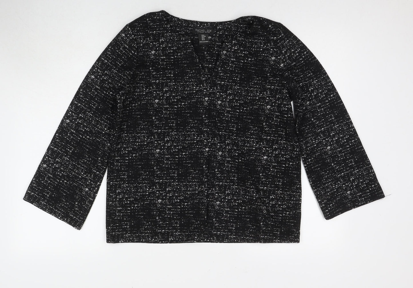 Rachel Zoe Womens Black Cotton Basic Blouse Size M Round Neck