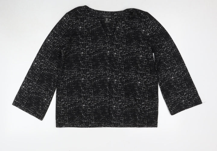 Rachel Zoe Womens Black Cotton Basic Blouse Size M Round Neck