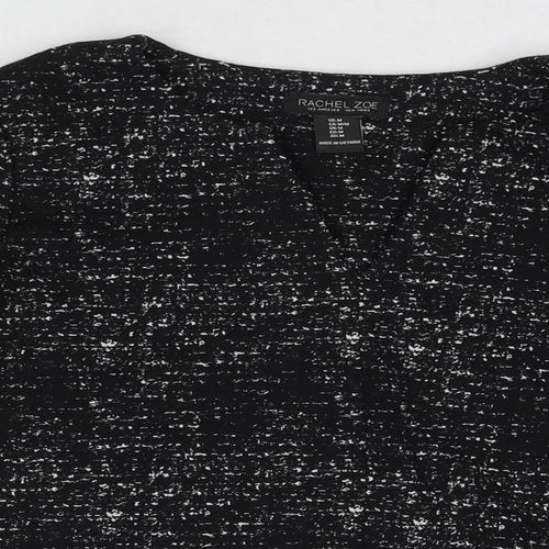 Rachel Zoe Womens Black Cotton Basic Blouse Size M Round Neck