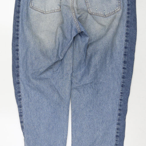 H&M Womens Blue Cotton Mom Jeans Size 16 L29 in Regular Zip