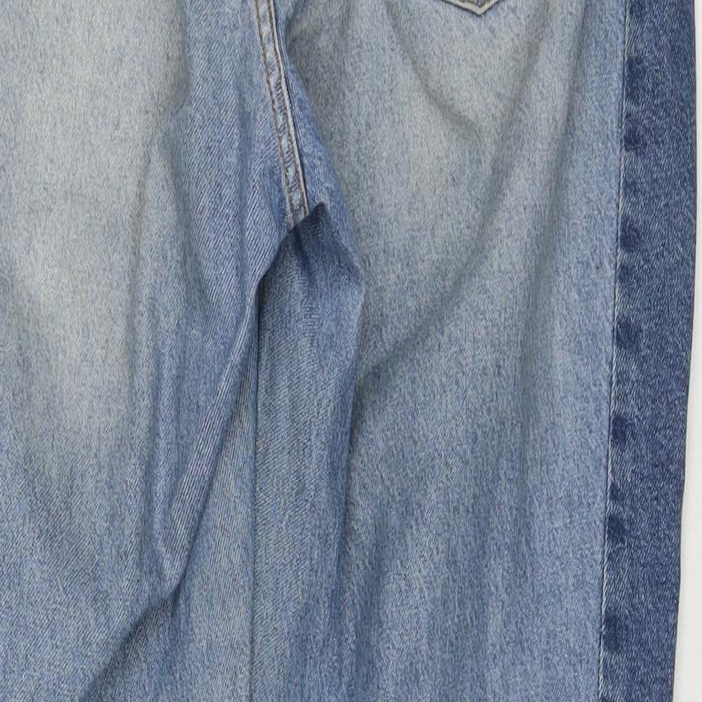 H&M Womens Blue Cotton Mom Jeans Size 16 L29 in Regular Zip