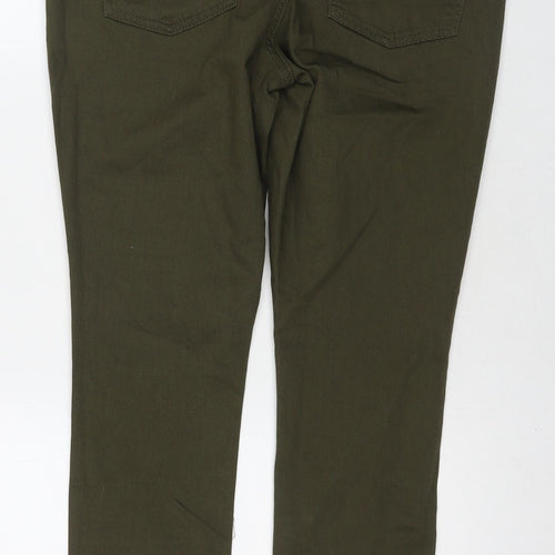 Dorothy Perkins Womens Green Cotton Skinny Jeans Size 16 L28 in Regular Zip