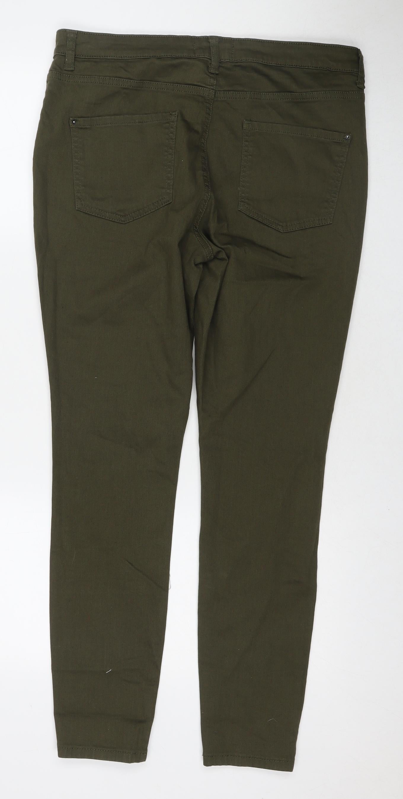 Dorothy Perkins Womens Green Cotton Skinny Jeans Size 16 L28 in Regular Zip