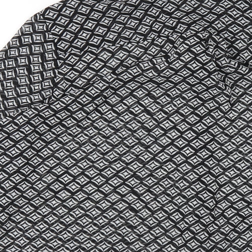 Wallis Womens Black Geometric Polyester Basic Button-Up Size 14 Collared