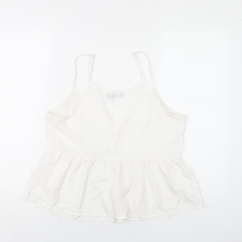 Boohoo Womens White Polyester Camisole T-Shirt Size 14 V-Neck