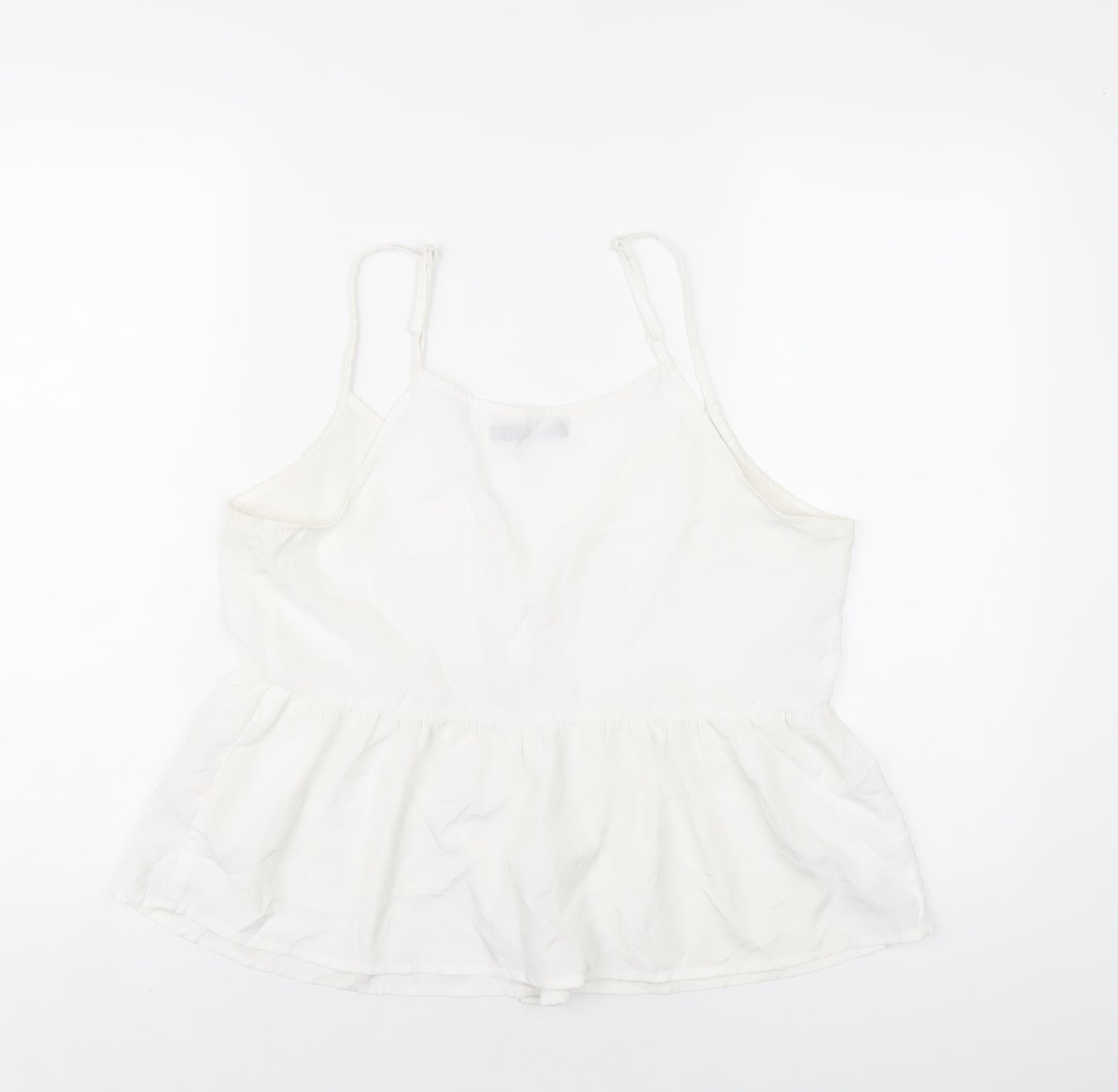 Boohoo Womens White Polyester Camisole T-Shirt Size 14 V-Neck
