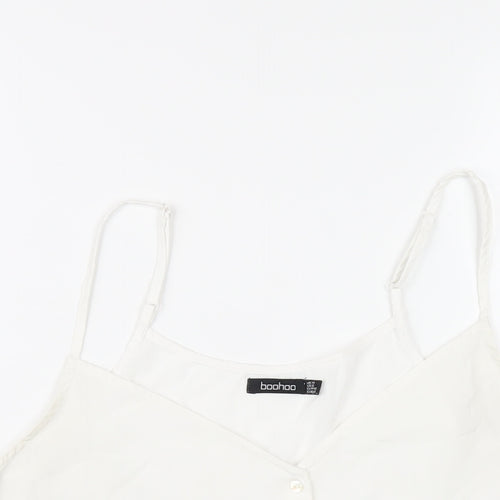 Boohoo Womens White Polyester Camisole T-Shirt Size 14 V-Neck