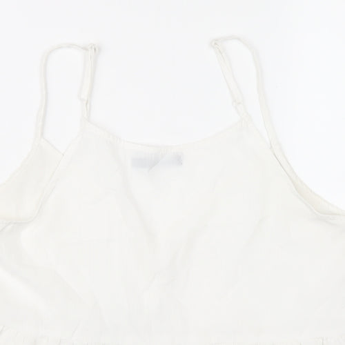 Boohoo Womens White Polyester Camisole T-Shirt Size 14 V-Neck