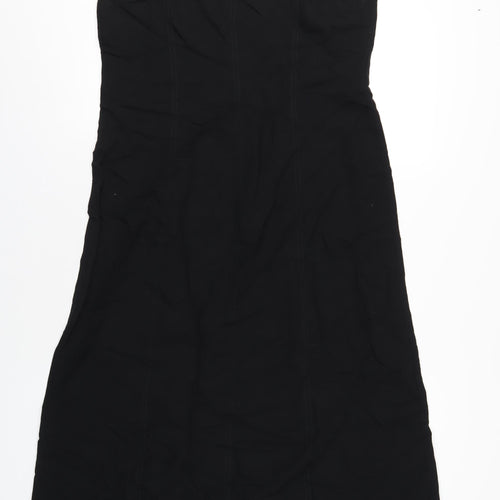 Marks and Spencer Womens Black Viscose A-Line Size 14 V-Neck Zip