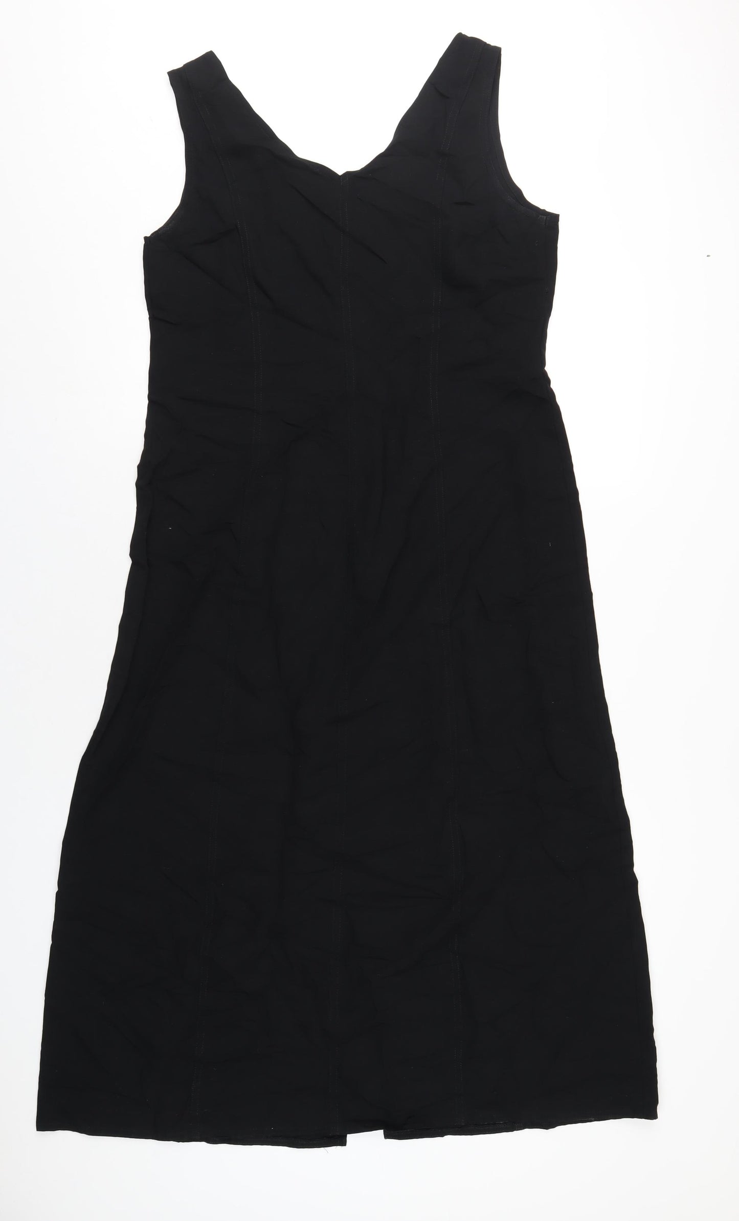 Marks and Spencer Womens Black Viscose A-Line Size 14 V-Neck Zip